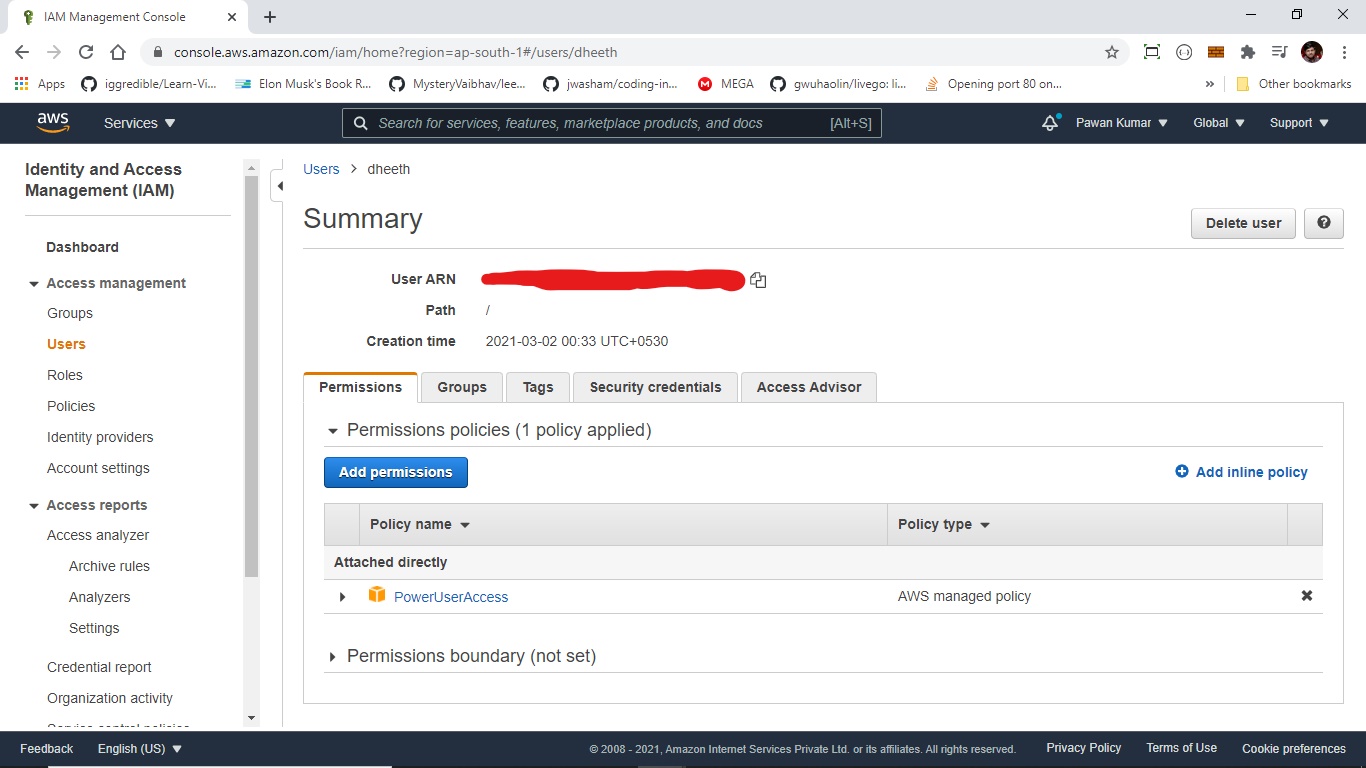 AWS IAM User Example
